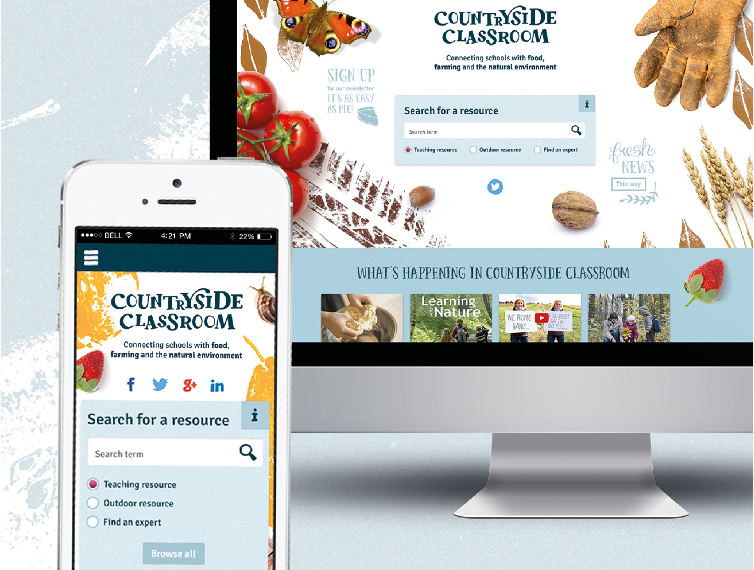 Countryside classroom website on a computer and phone
