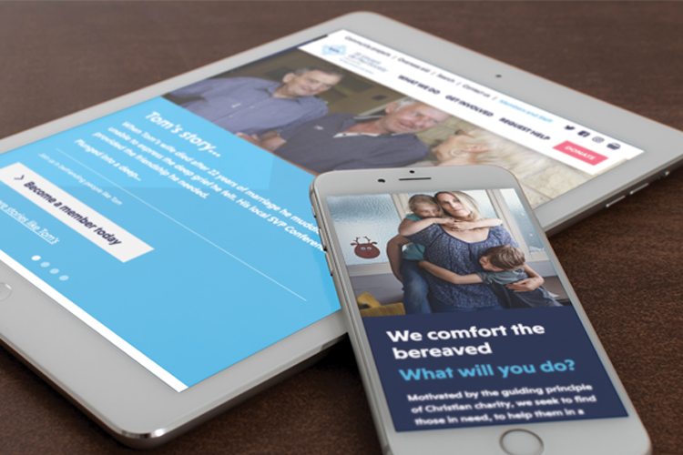 SVP charity website by IE Digital shown on mobile devices